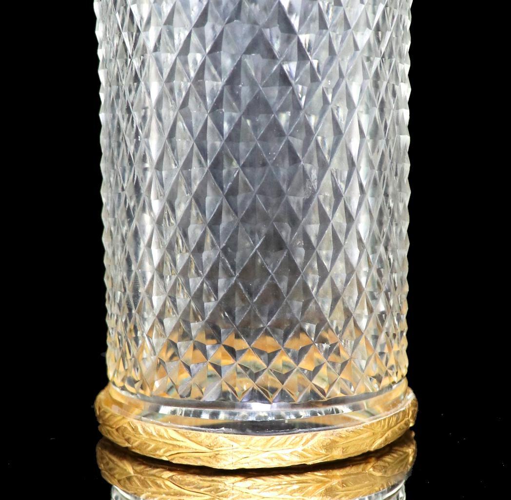 オールド・バカラ 霰文 ブロンズ装飾 大型 置物 ランプシェード ディアマン