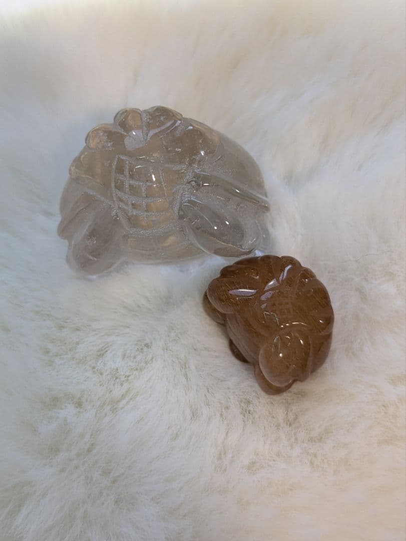 親子　亀龍　♡シルバールチル　ゴールドルチル♡　天然石