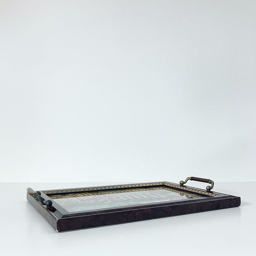 刺繍　インテリアトレイ　イタリア　ビンテージ雑貨　ブロカント　蚤の市　古道具