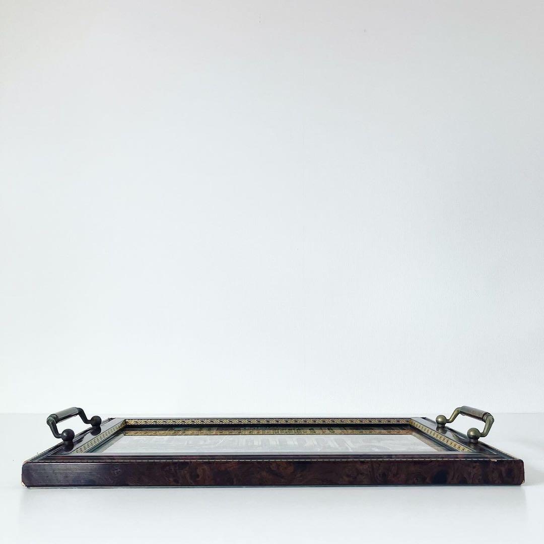 刺繍　インテリアトレイ　イタリア　ビンテージ雑貨　ブロカント　蚤の市　古道具