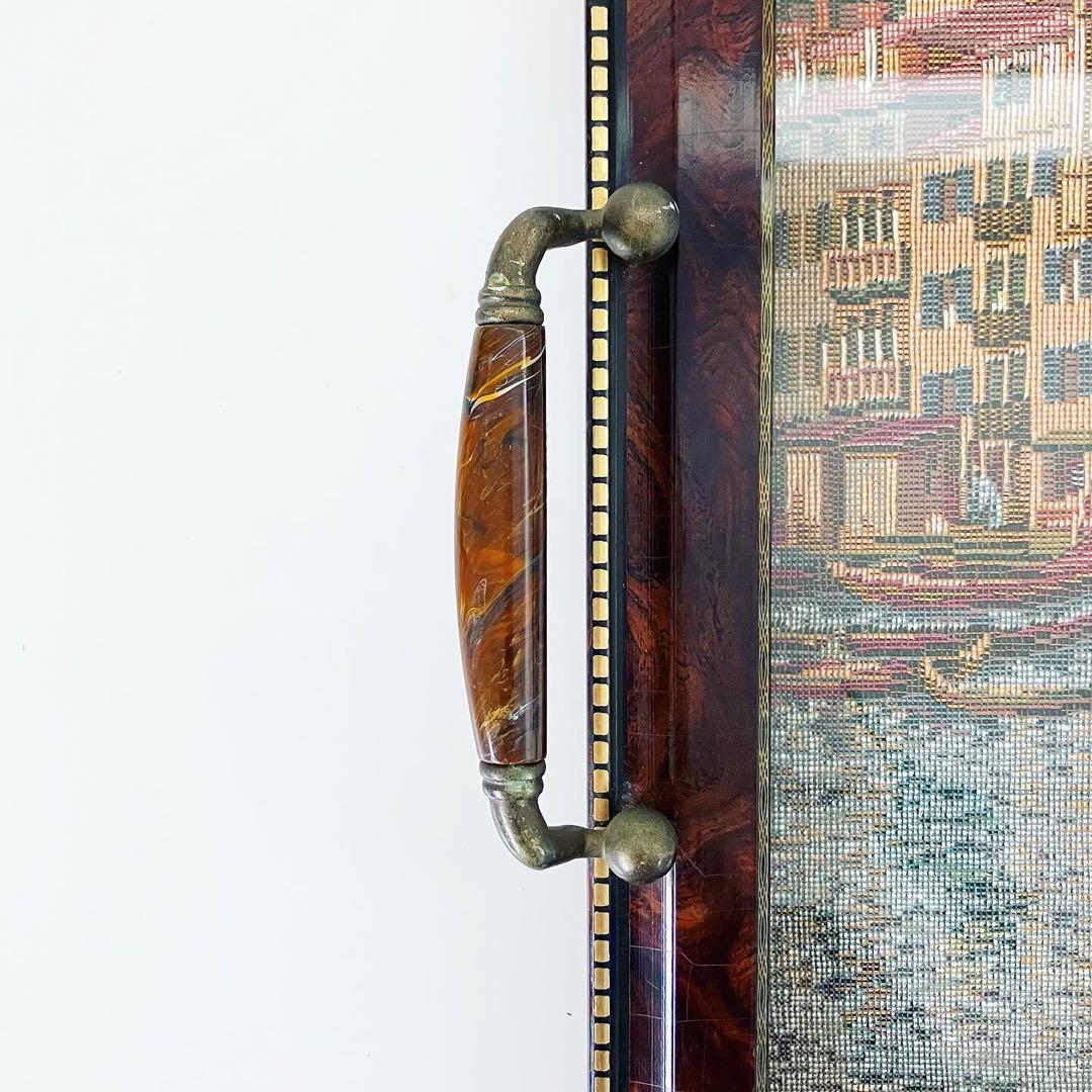 刺繍　インテリアトレイ　イタリア　ビンテージ雑貨　ブロカント　蚤の市　古道具