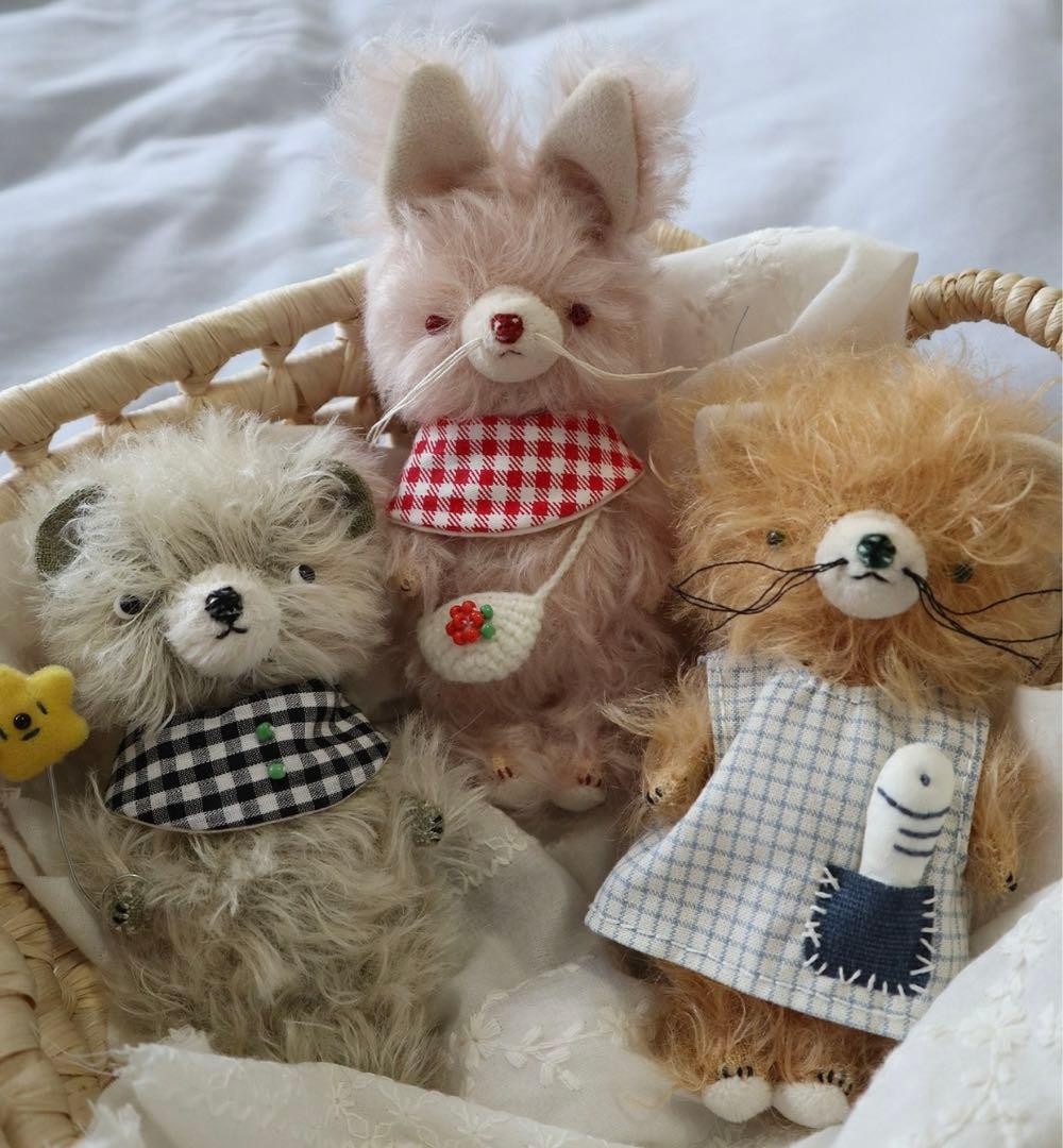 仲良し三兄弟 お兄さんねこ ぬいぐるみ アーティストベア 置物 海外作家様
