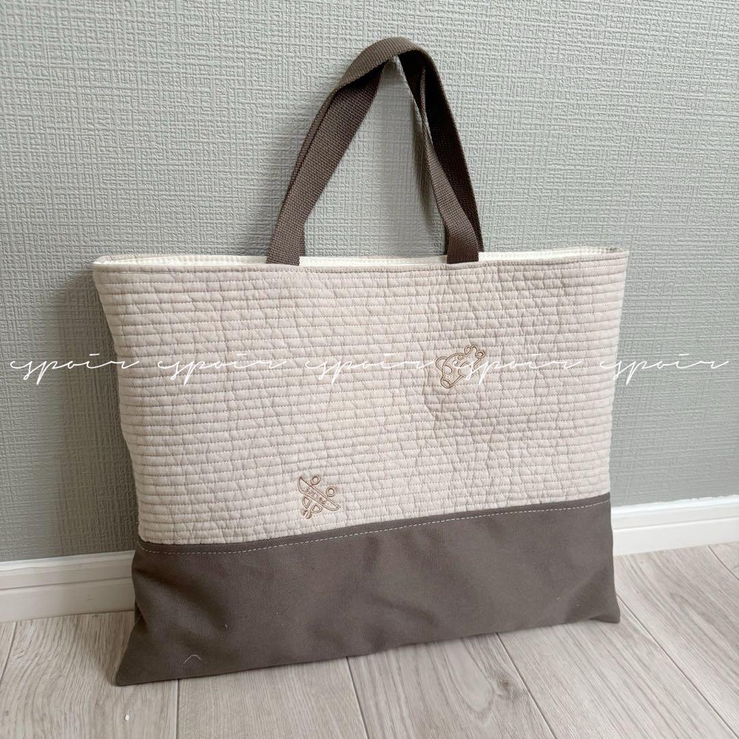 【送料無料】入園入学3点セットはたらくくるま刺繍ベージュブラウン