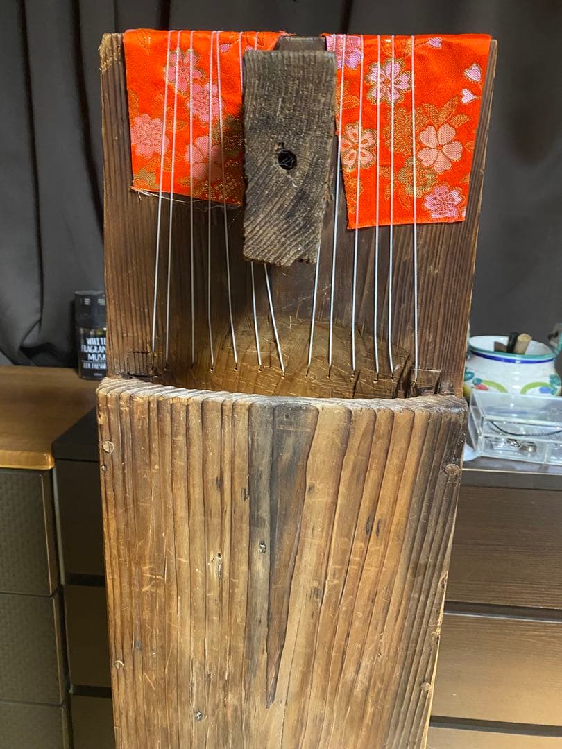 【弦張替済】船の古材で作られた短琴 122cm 一点物 和楽器 演奏可能