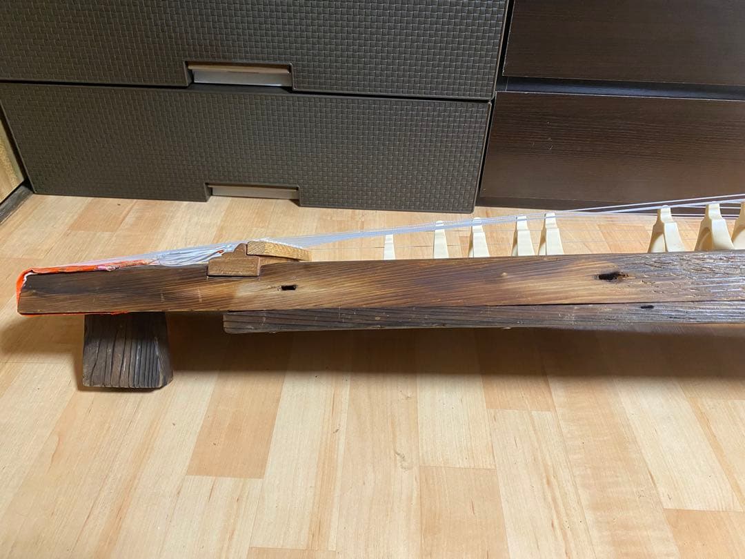 【弦張替済】船の古材で作られた短琴 122cm 一点物 和楽器 演奏可能