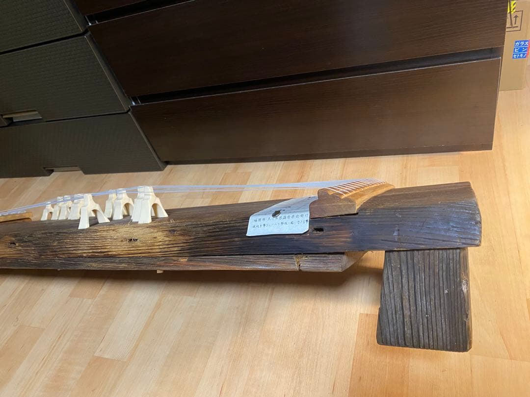 【弦張替済】船の古材で作られた短琴 122cm 一点物 和楽器 演奏可能