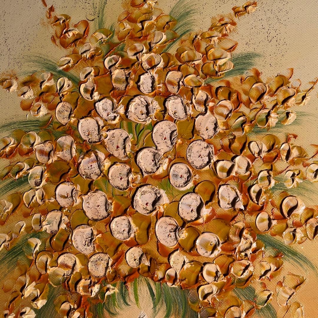 ★秀作★ 手書き油絵 花瓶の花 額付 肉筆絵画 インテリア 油彩画