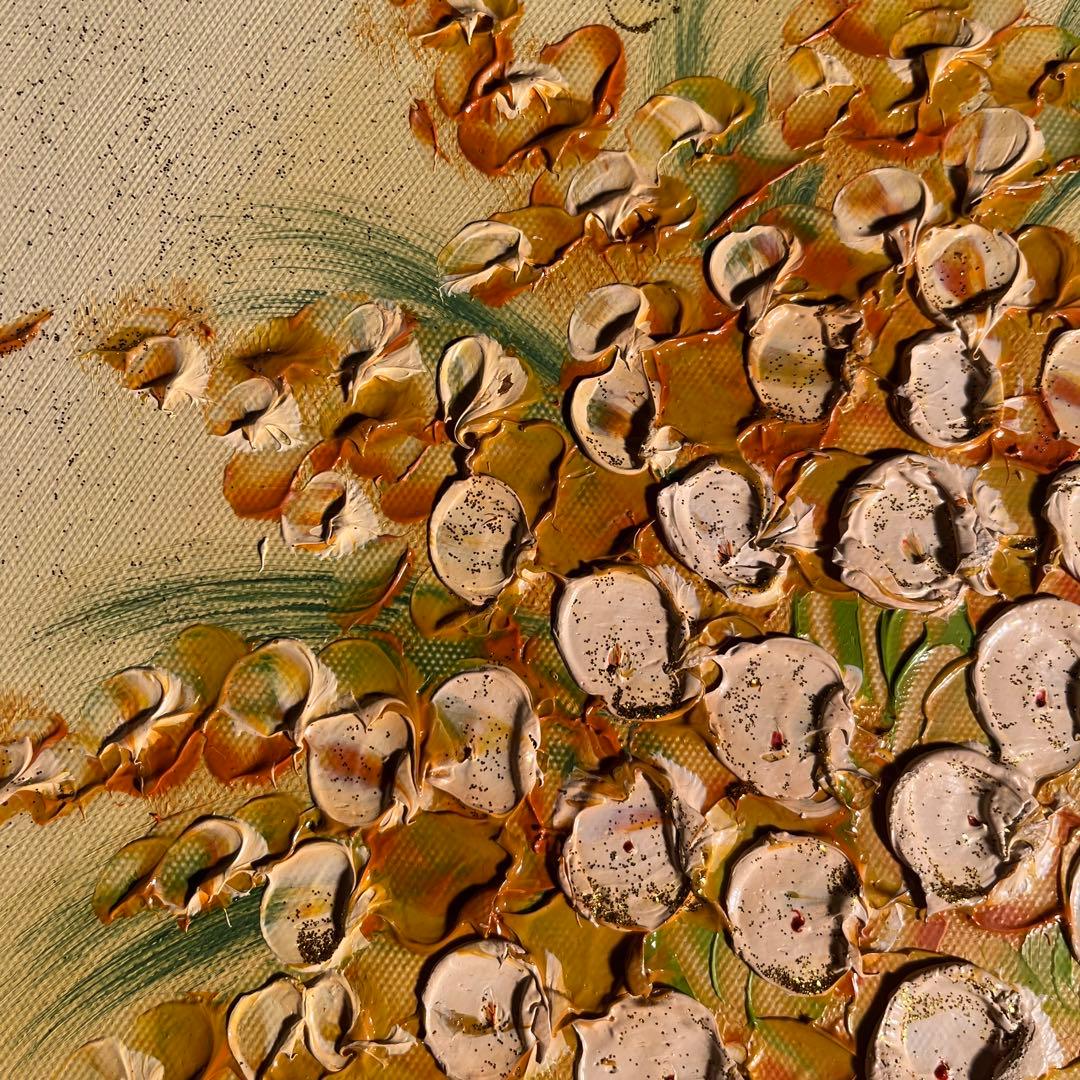 ★秀作★ 手書き油絵 花瓶の花 額付 肉筆絵画 インテリア 油彩画