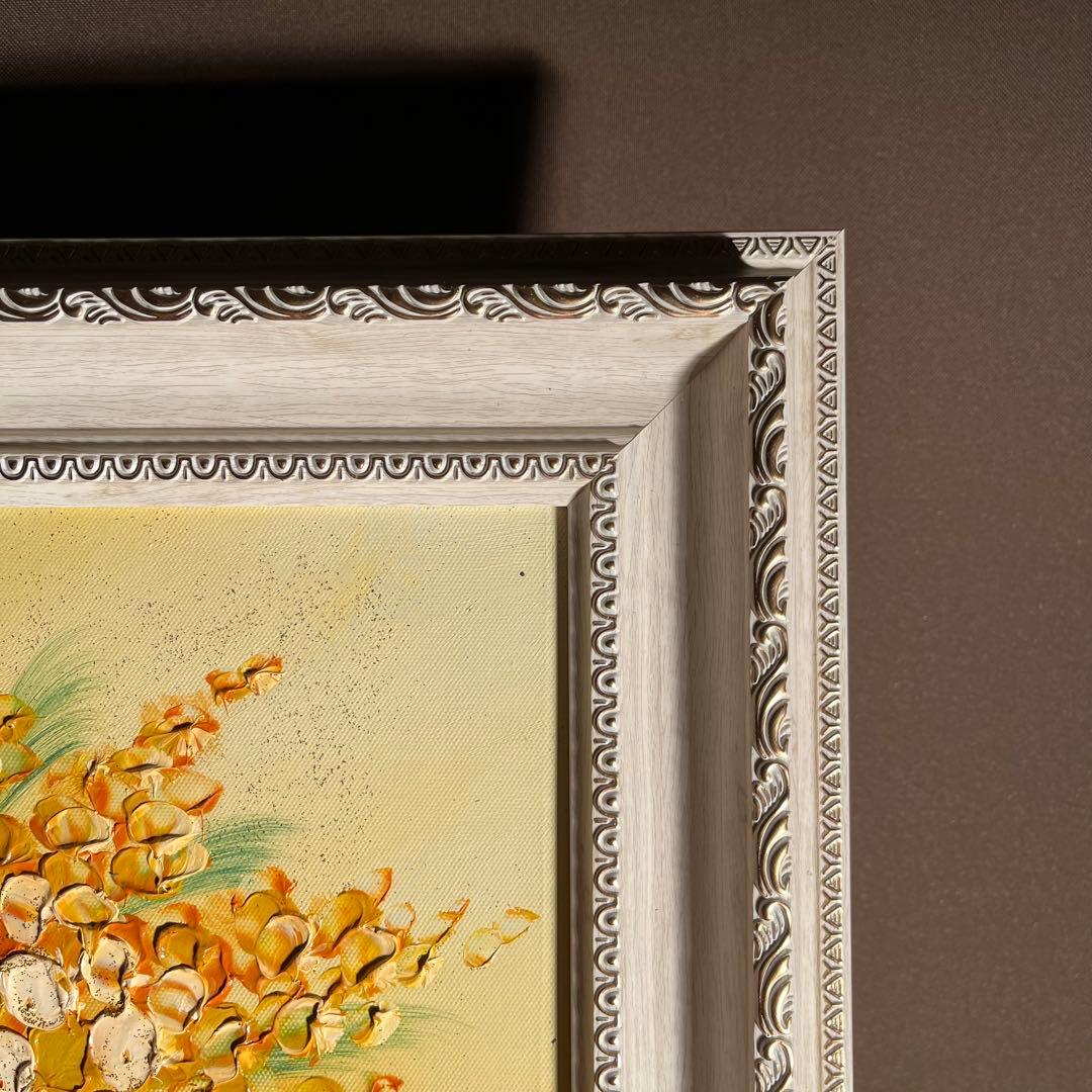 ★秀作★ 手書き油絵 花瓶の花 額付 肉筆絵画 インテリア 油彩画