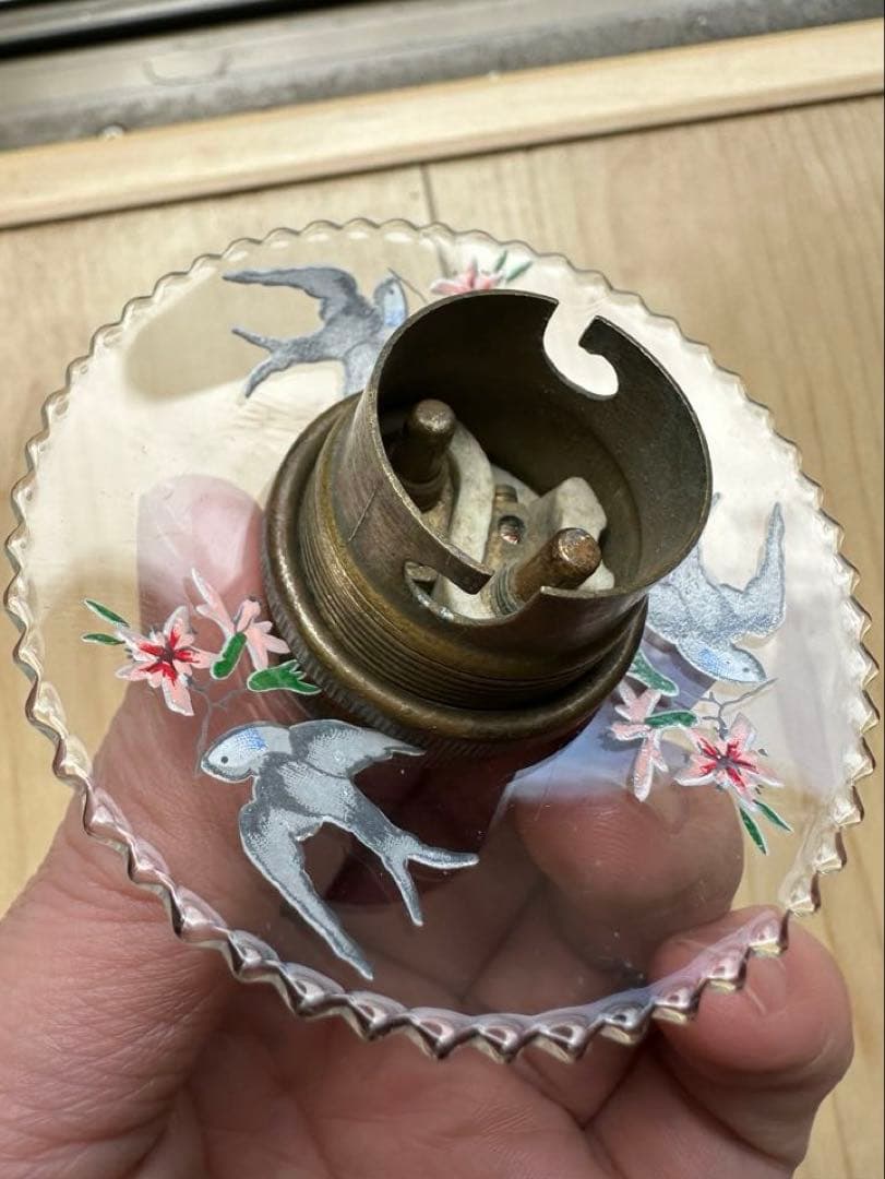 1920年代 フランス アンティーク 可愛い小鳥が羽ばたく小さなアトリエランプ＊