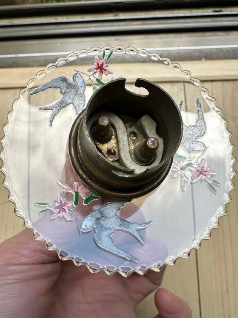 1920年代 フランス アンティーク 可愛い小鳥が羽ばたく小さなアトリエランプ＊