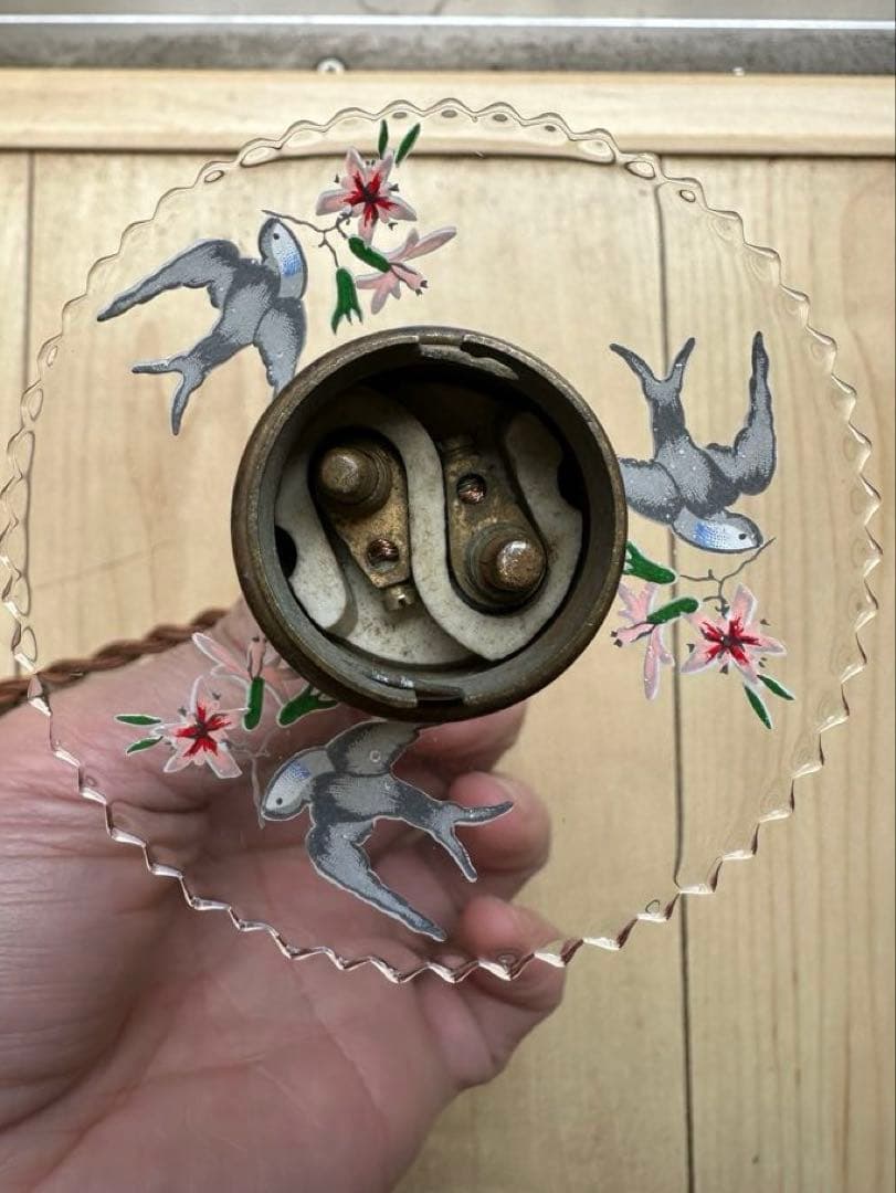 1920年代 フランス アンティーク 可愛い小鳥が羽ばたく小さなアトリエランプ＊