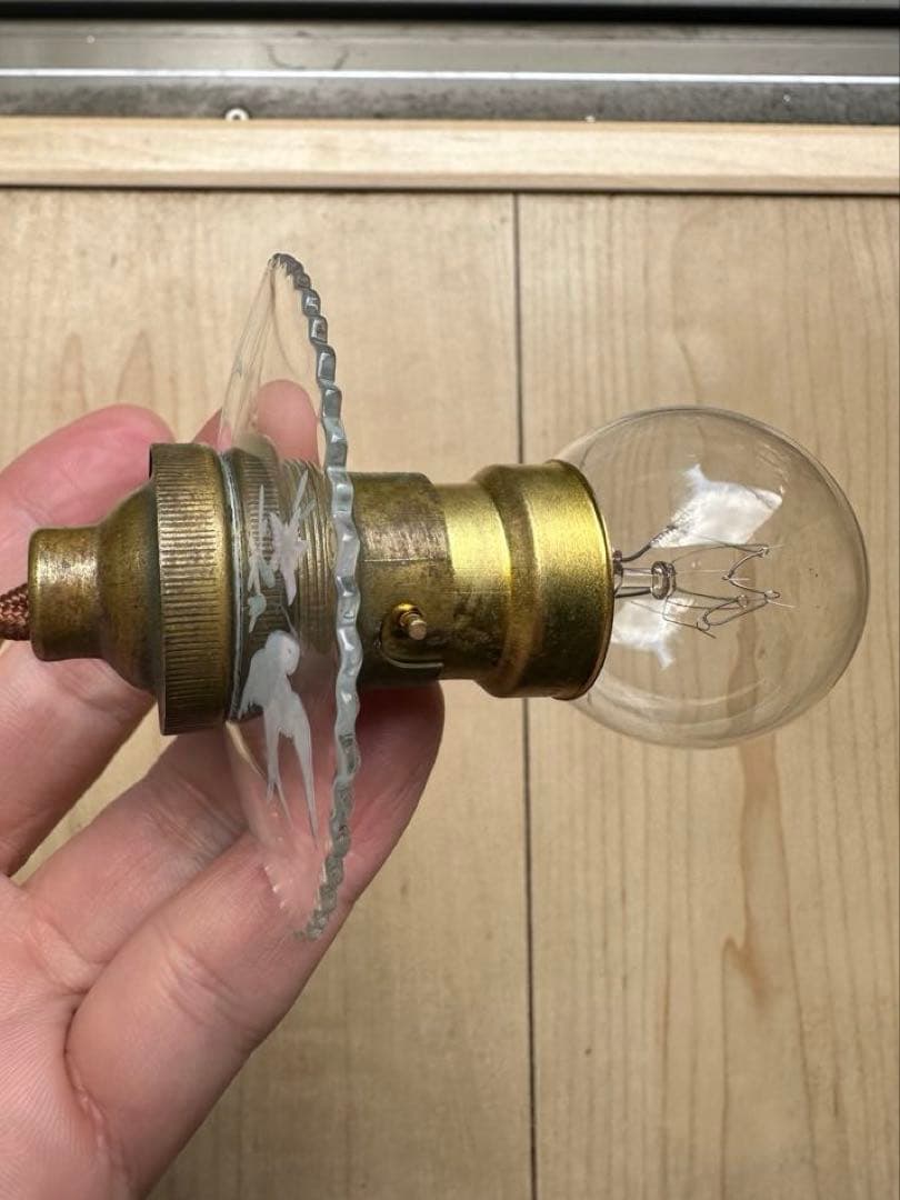 1920年代 フランス アンティーク 可愛い小鳥が羽ばたく小さなアトリエランプ＊