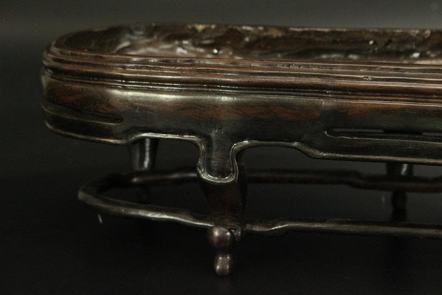 霊璧石 唐木台 鑑賞石 盆石 姿石 中国美術(ZE776)