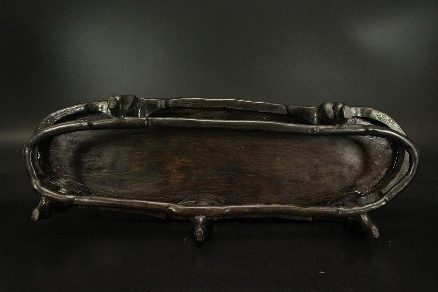 霊璧石 唐木台 鑑賞石 盆石 姿石 中国美術(ZE776)