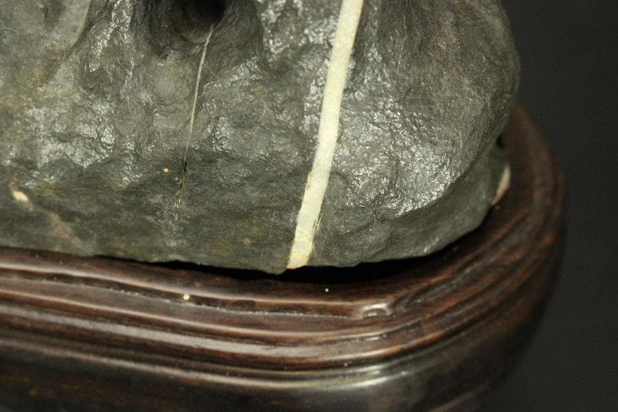 霊璧石 唐木台 鑑賞石 盆石 姿石 中国美術(ZE776)