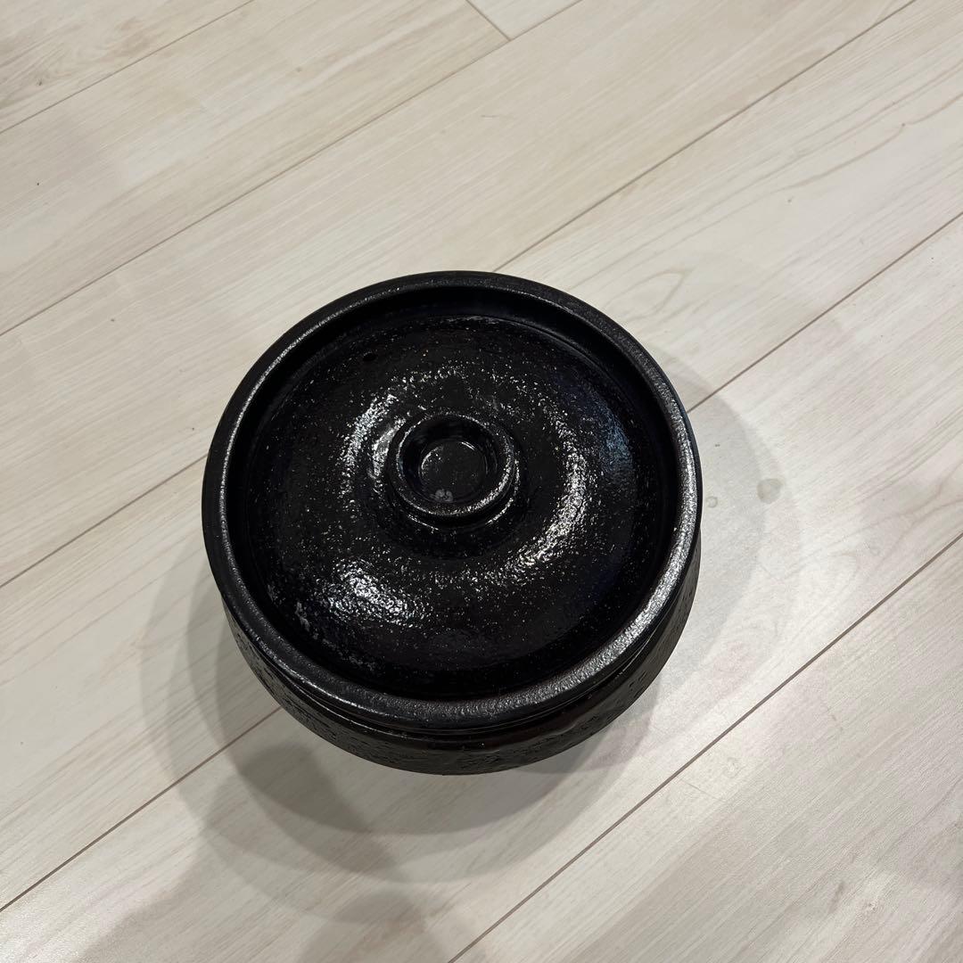 黒い陶器の土鍋セットかまどさん・レンジ用・長谷園