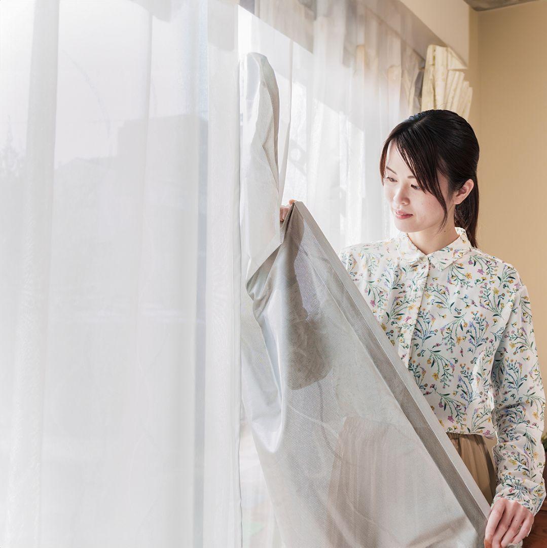 波模様 薄手レースカーテン150×198cm 2枚