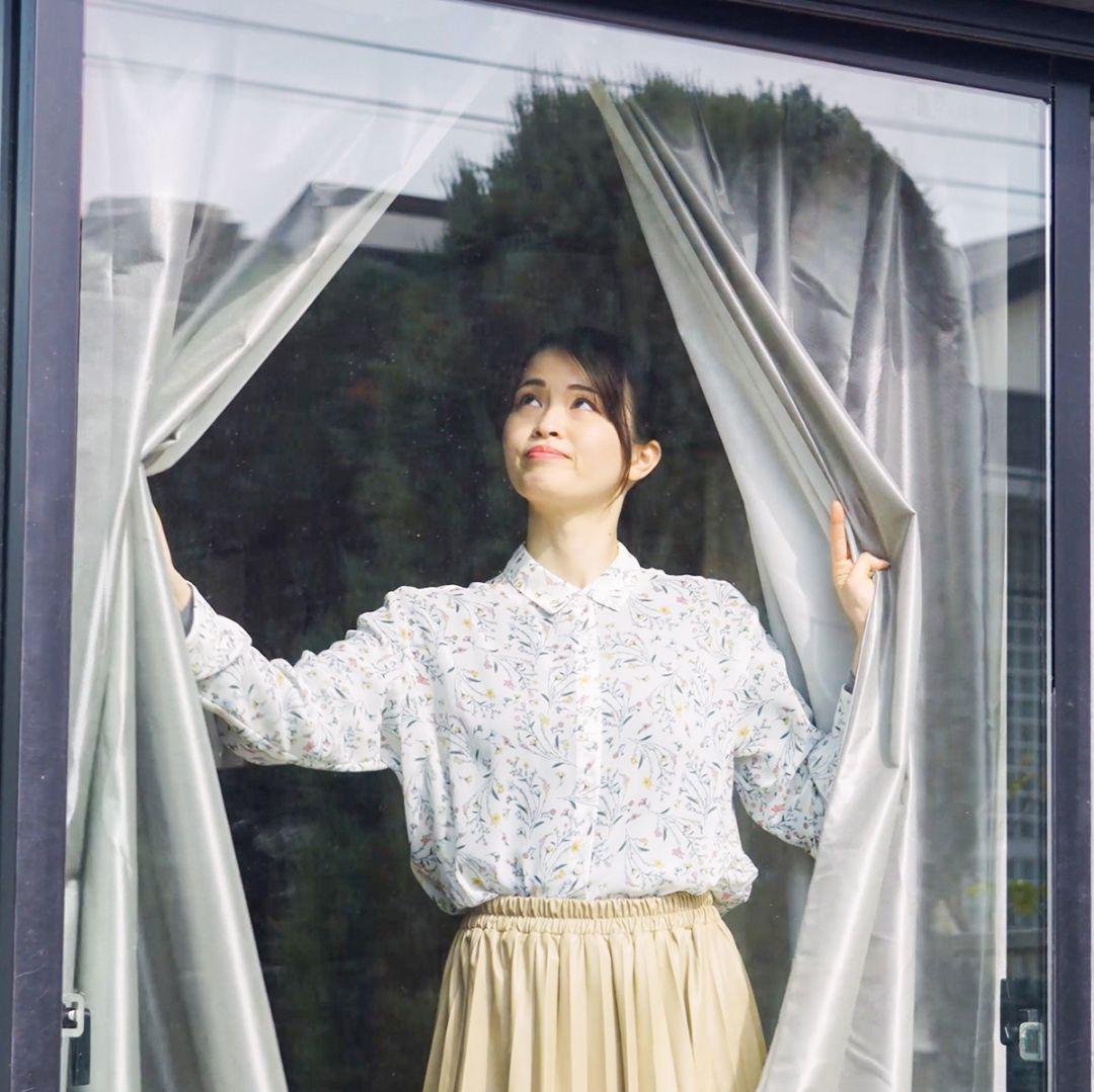 波模様 薄手レースカーテン150×198cm 2枚