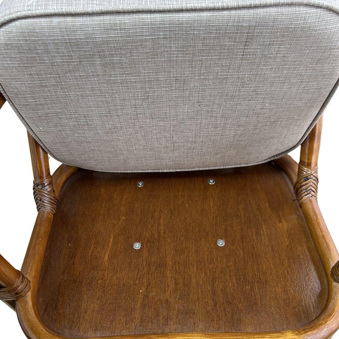 大竹産業 ラタン 回転チェア ① 美品 籐椅子 回転椅子 クッション付 送料無料