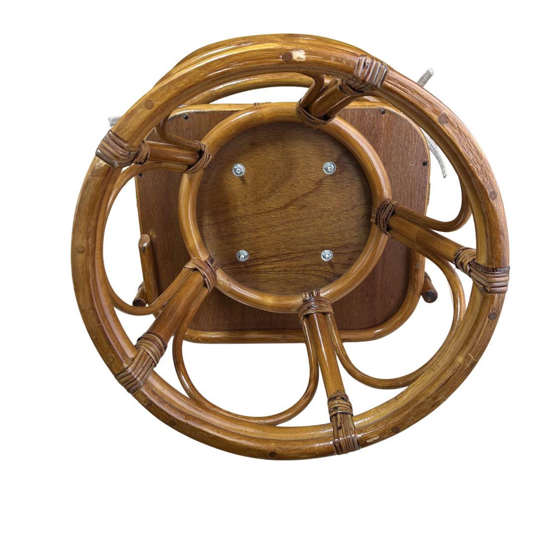 大竹産業 ラタン 回転チェア ① 美品 籐椅子 回転椅子 クッション付 送料無料