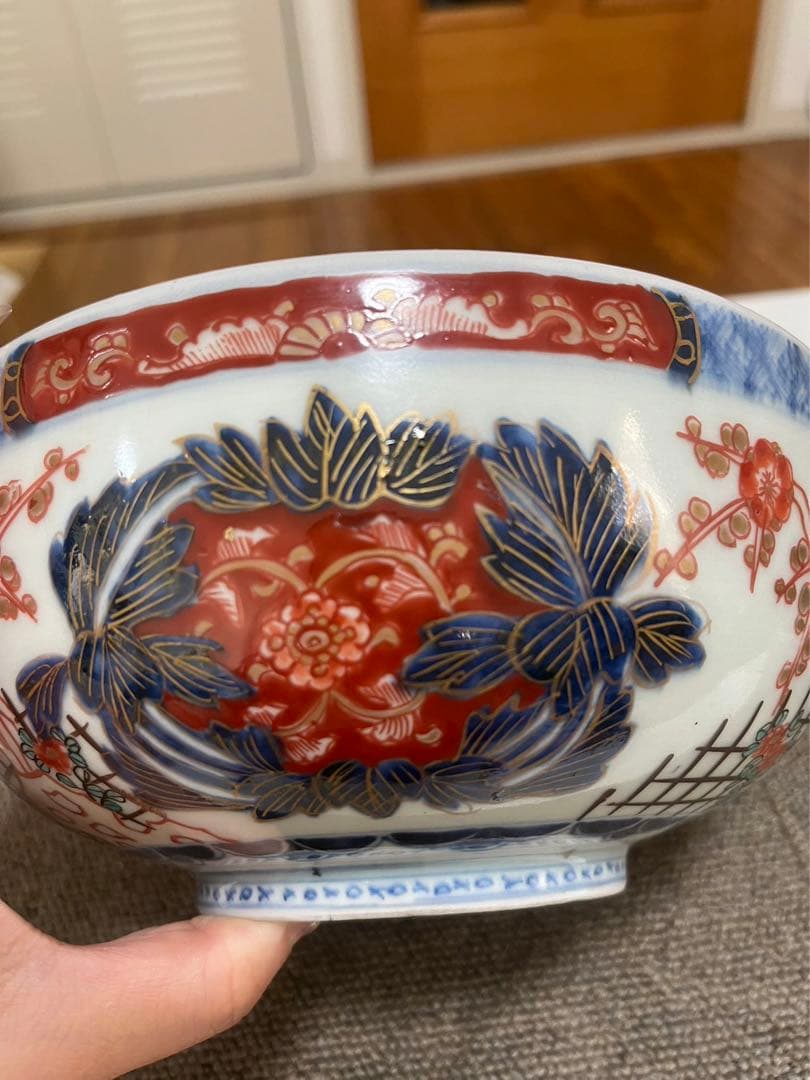 江戸時代 古伊万里 鉢 金彩 手描 色絵 在銘 古玩 古董 中国美術　時代美品