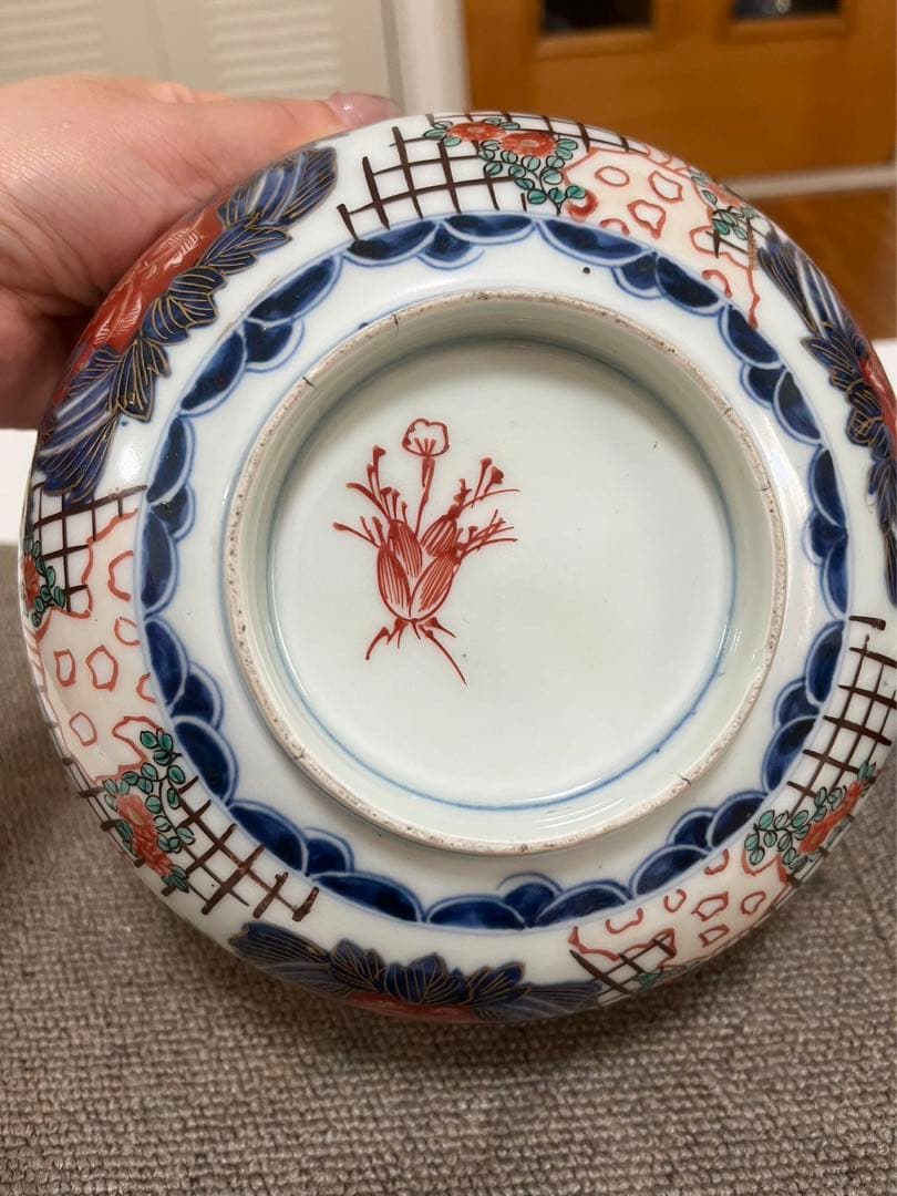 江戸時代 古伊万里 鉢 金彩 手描 色絵 在銘 古玩 古董 中国美術　時代美品