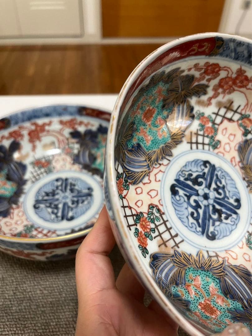 江戸時代 古伊万里 鉢 金彩 手描 色絵 在銘 古玩 古董 中国美術　時代美品