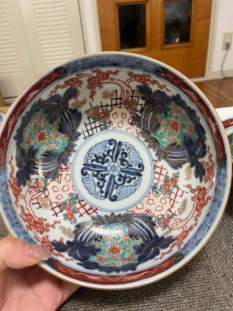 江戸時代 古伊万里 鉢 金彩 手描 色絵 在銘 古玩 古董 中国美術　時代美品