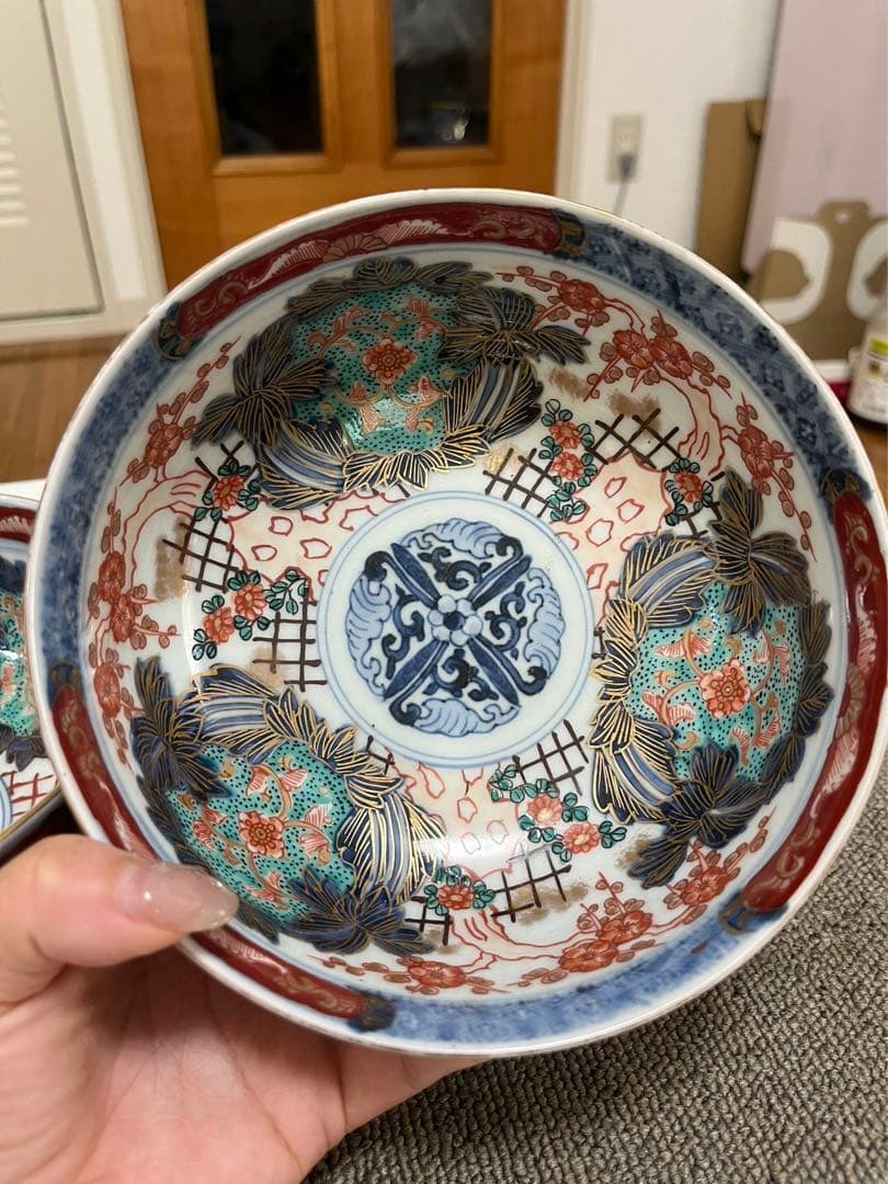 江戸時代 古伊万里 鉢 金彩 手描 色絵 在銘 古玩 古董 中国美術　時代美品