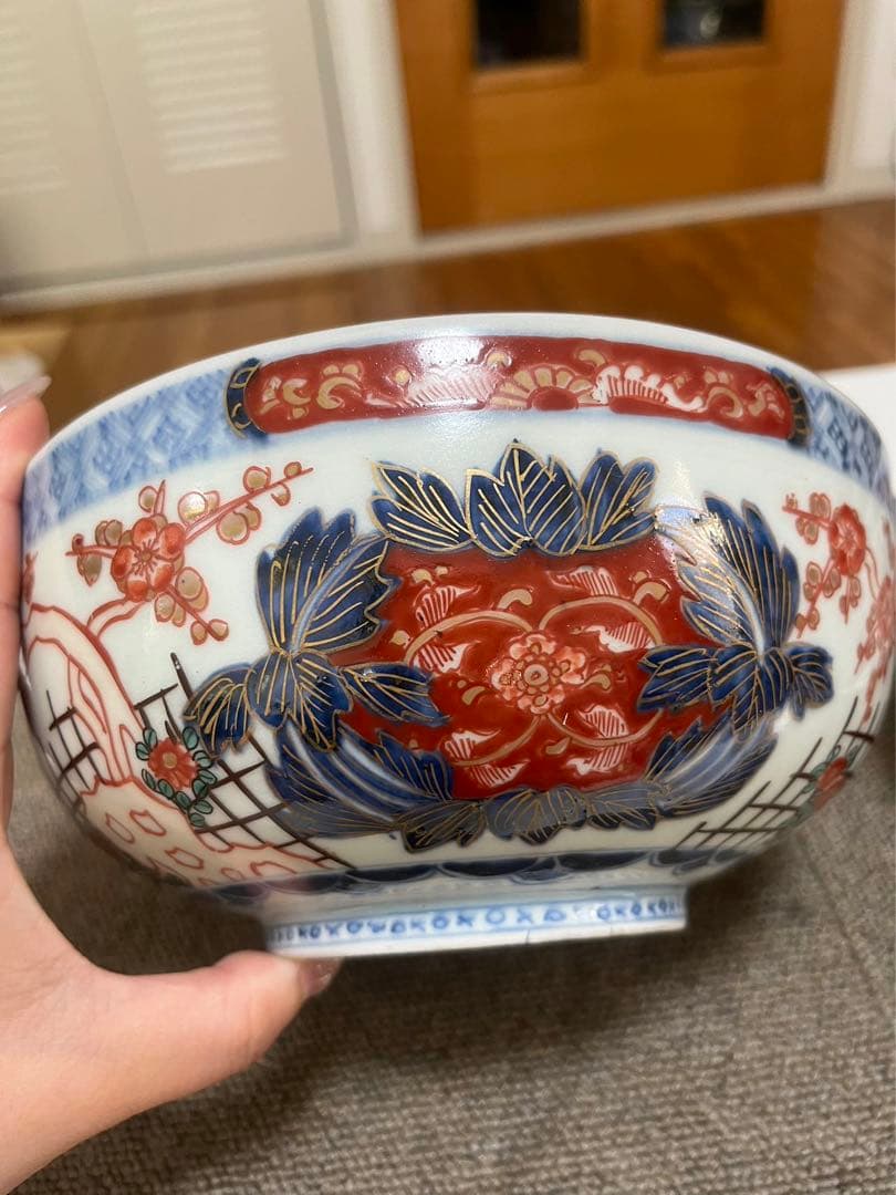 江戸時代 古伊万里 鉢 金彩 手描 色絵 在銘 古玩 古董 中国美術　時代美品