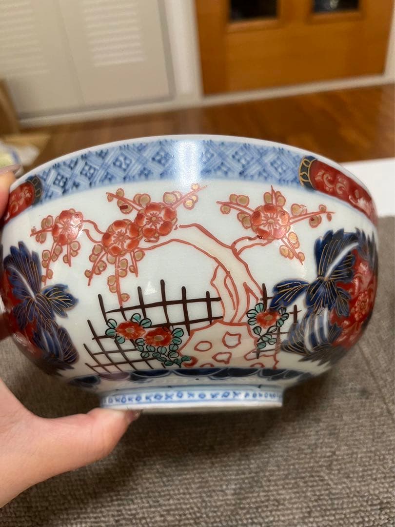 江戸時代 古伊万里 鉢 金彩 手描 色絵 在銘 古玩 古董 中国美術　時代美品