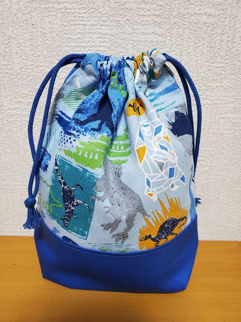 給食袋コップ入れ２枚セット   カジュアルダイナソー柄