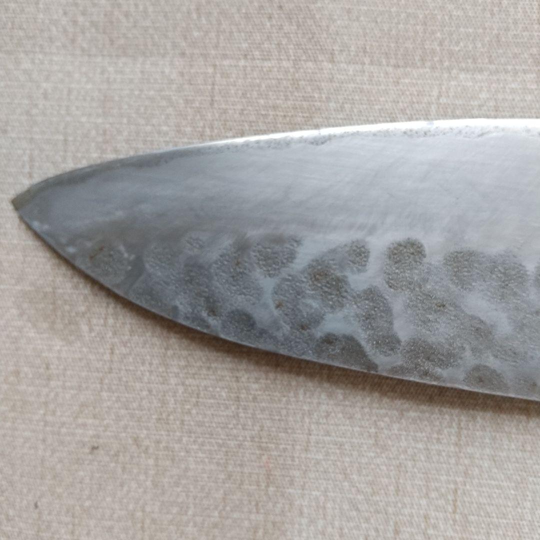 堺業平　青紙一号　梨地鎚目鍛造　三徳万能包丁