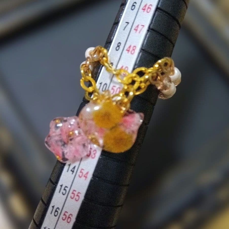 9452 フラワーレジン 猫ちゃん 肉球 ハンドメイド リング 2セット