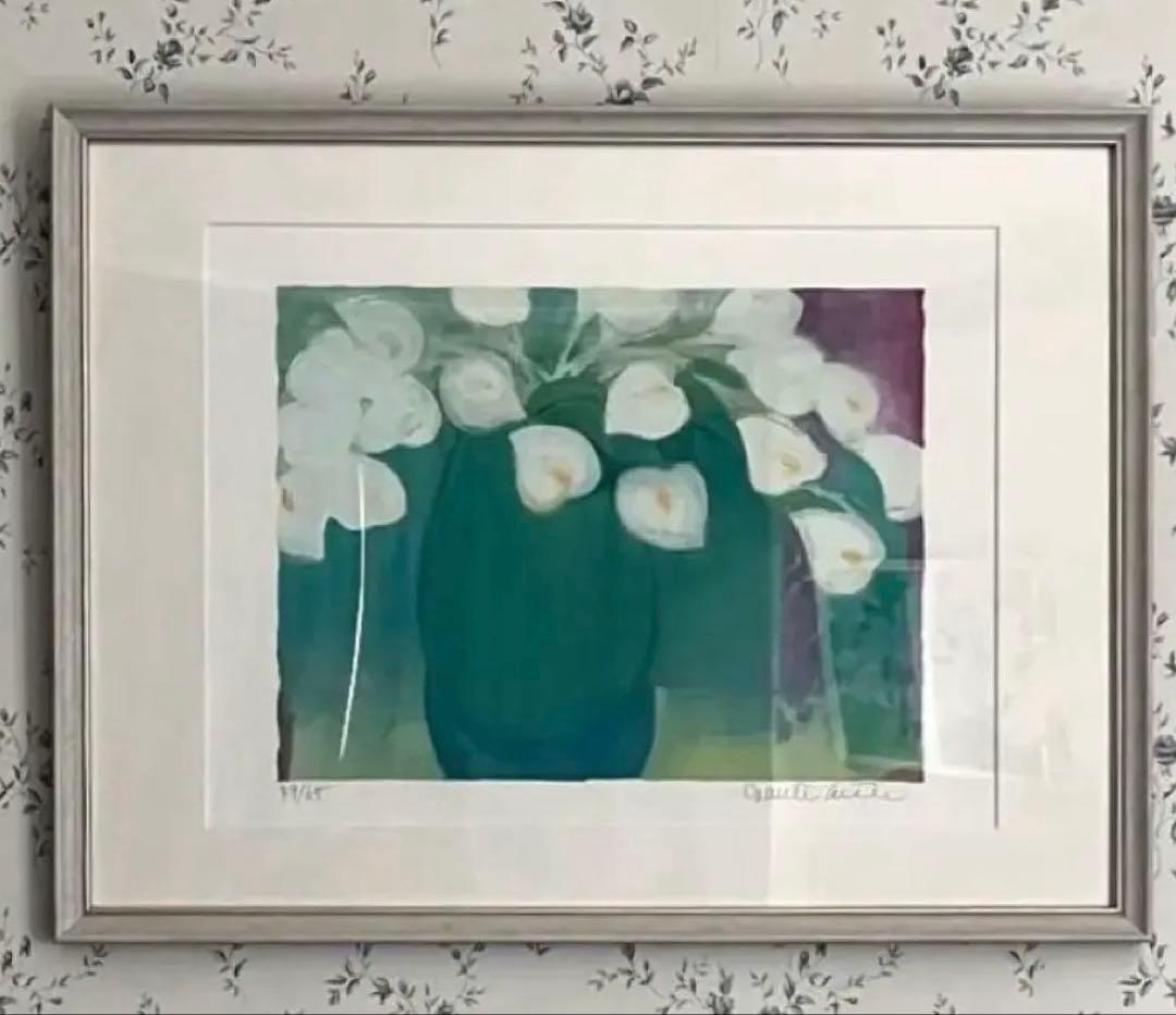 新品額入り　限定65枚　大きめ　ジニー・キム　版画　直筆サイン　NO. 証明書有