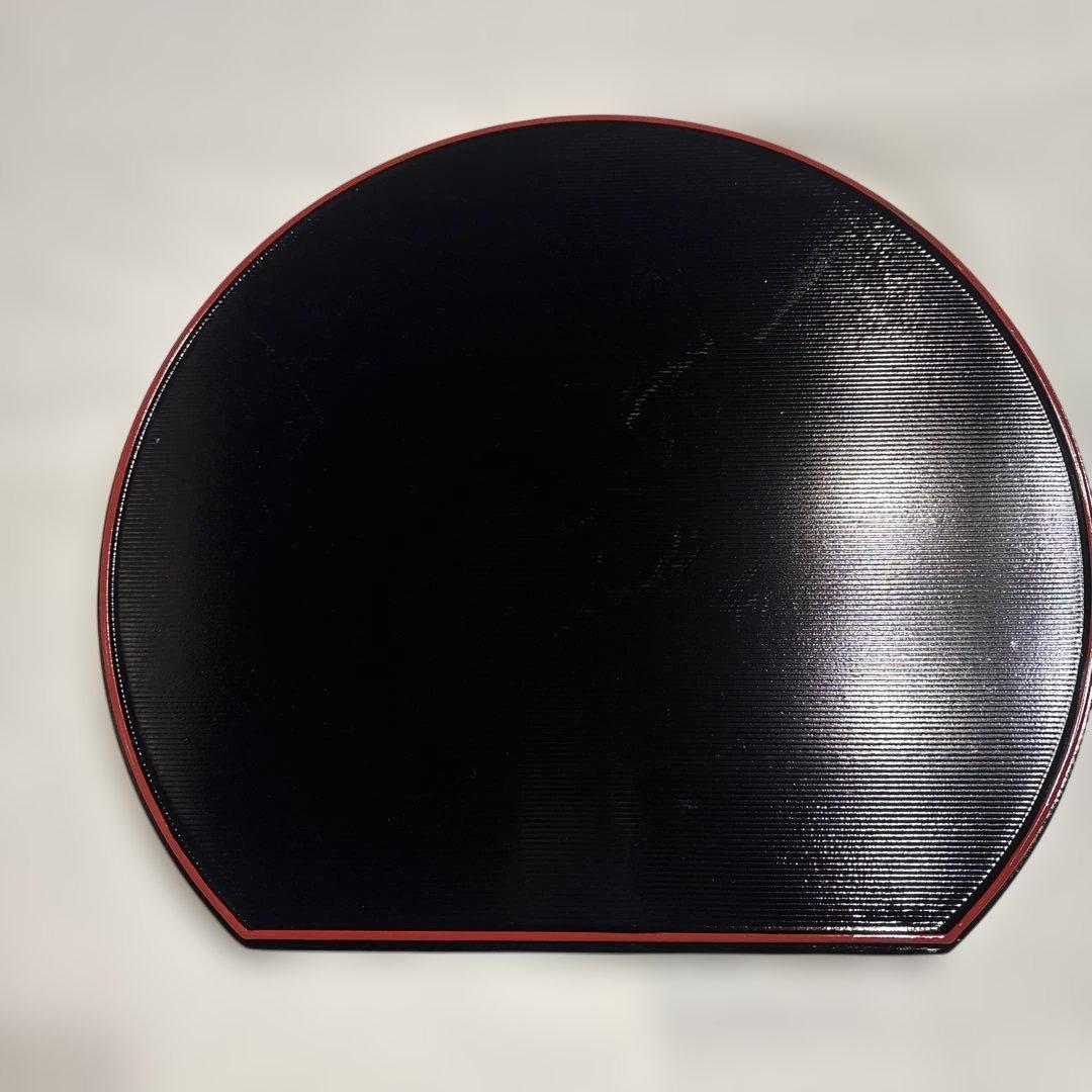 越前塗り　円形ランチョンマット 黒と赤 両面使い5枚セット