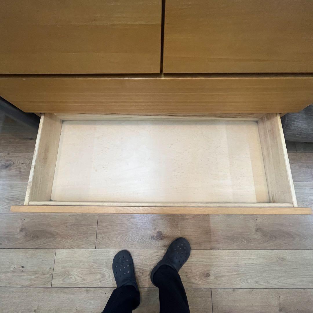 無印良品 MUJI タモ材 4段 ワイド チェスト 脚付　廃盤品