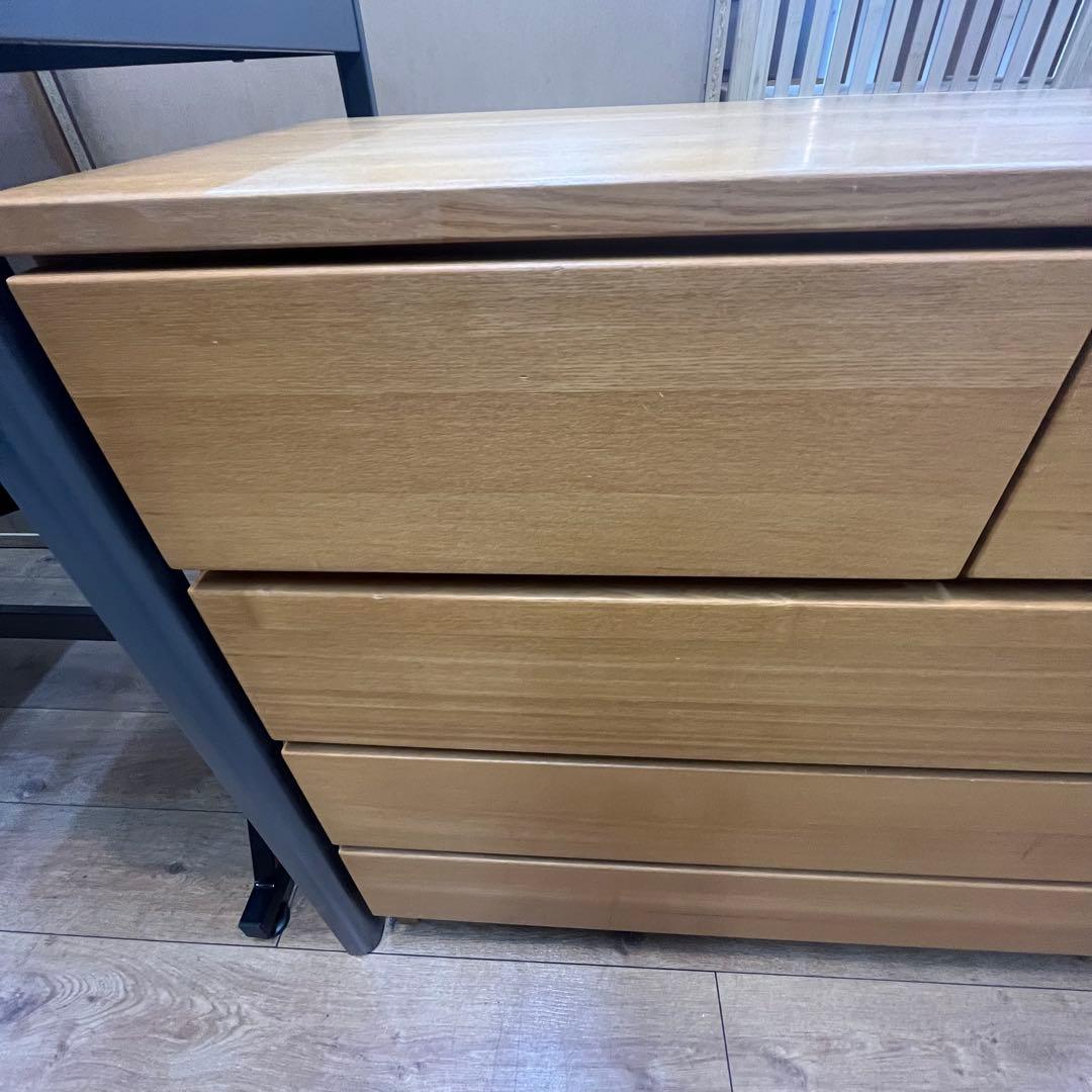 無印良品 MUJI タモ材 4段 ワイド チェスト 脚付　廃盤品