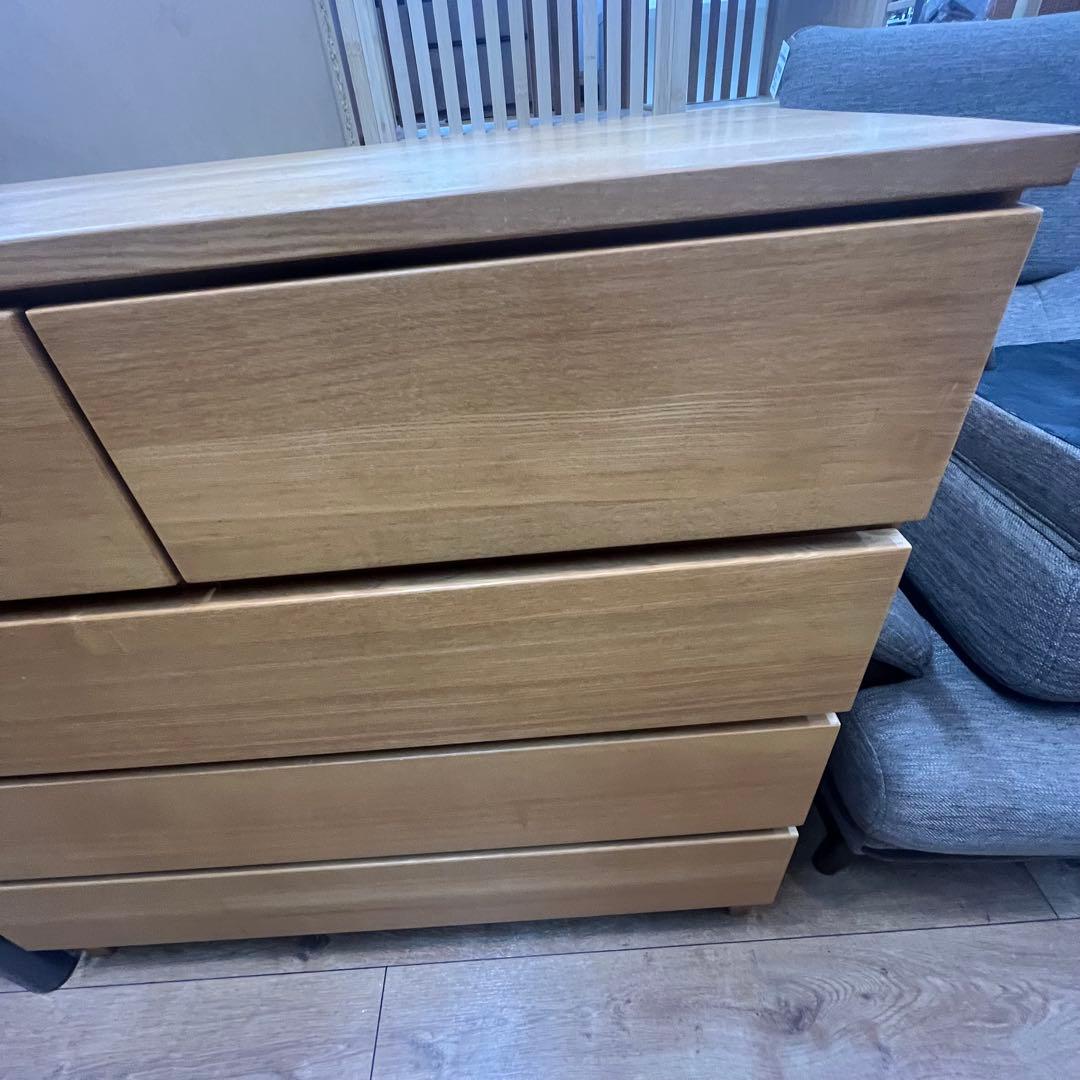 無印良品 MUJI タモ材 4段 ワイド チェスト 脚付　廃盤品