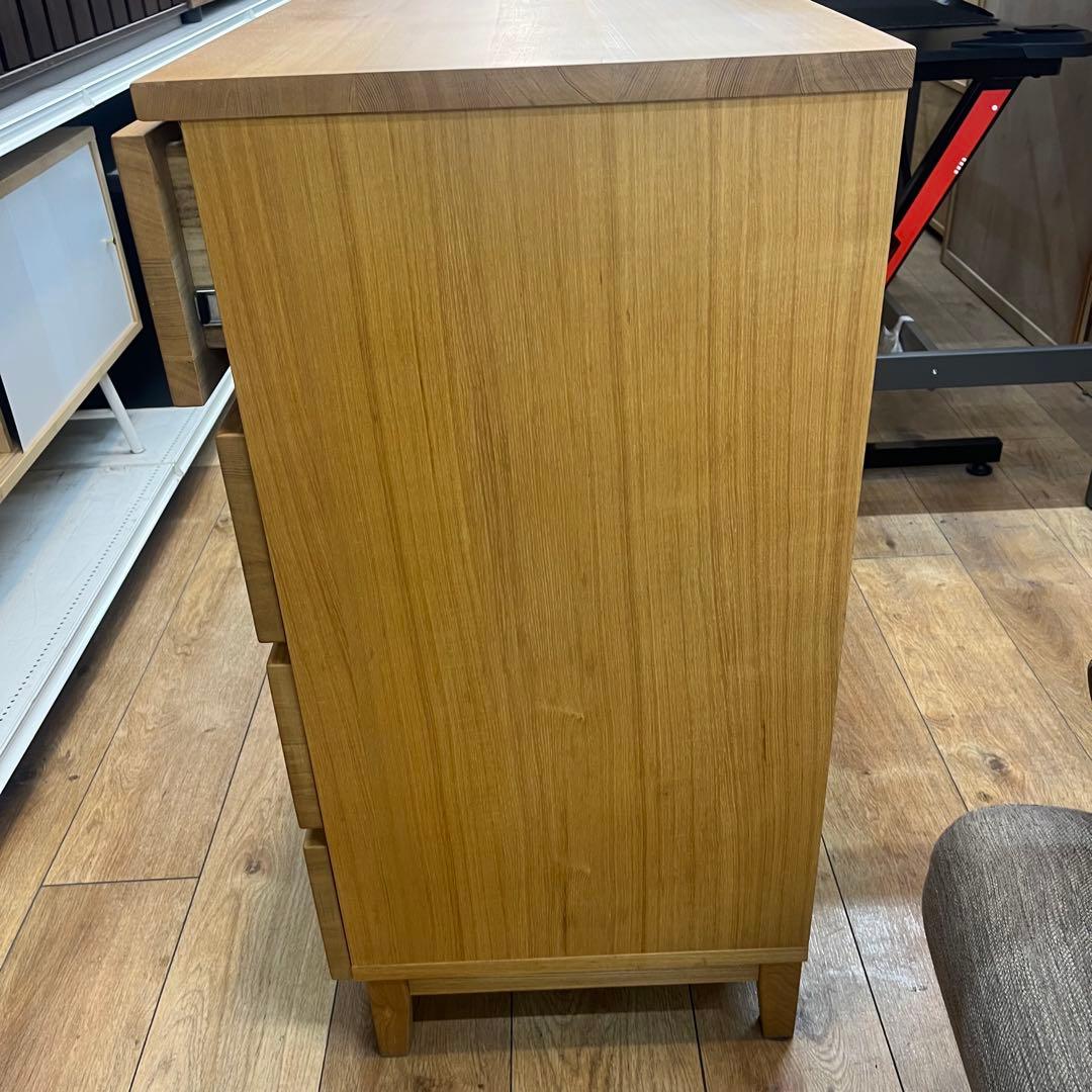 無印良品 MUJI タモ材 4段 ワイド チェスト 脚付　廃盤品