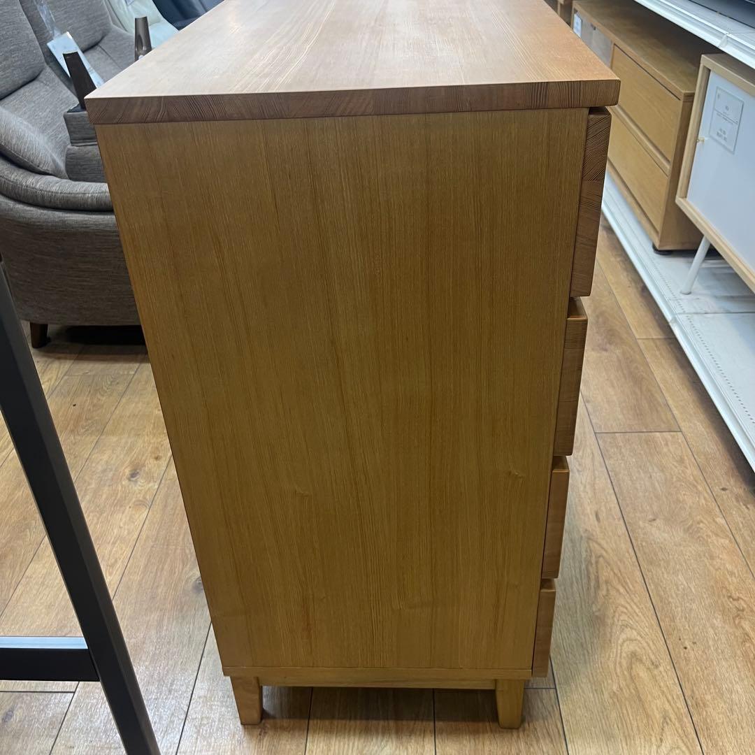 無印良品 MUJI タモ材 4段 ワイド チェスト 脚付　廃盤品