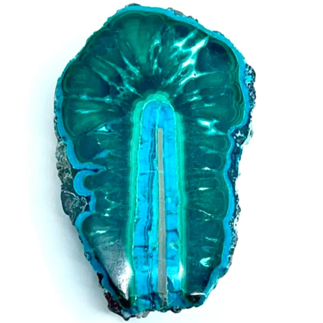 マラカイト/クリソコラ混合石　ハーフカット