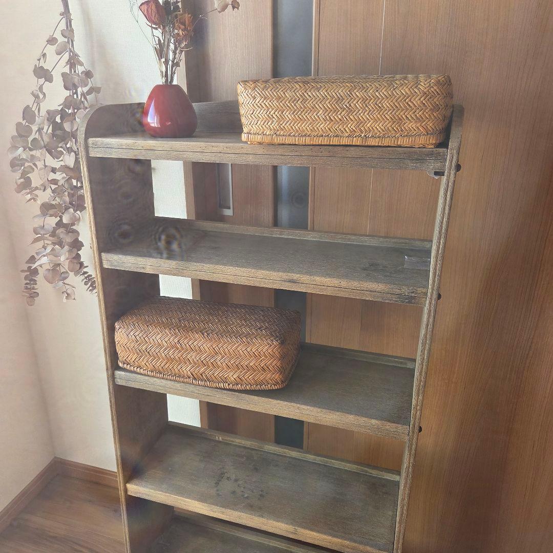 古い本棚 古家具 オープンラック 枯れた棚 収納棚 ディスプレイラック 5段