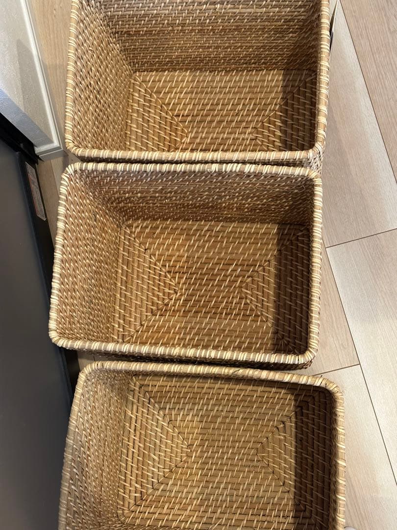 無印　重なるラタン　バスケット　3点セット