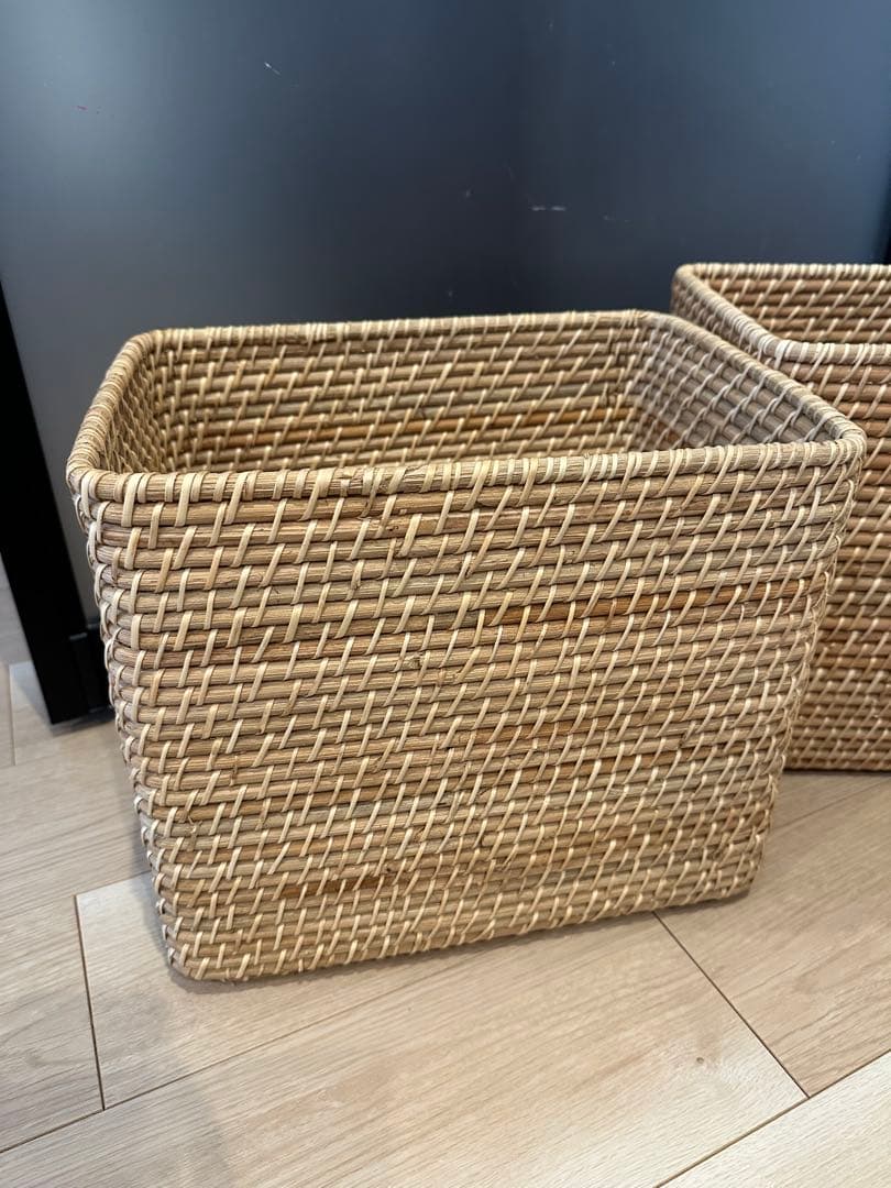 無印　重なるラタン　バスケット　3点セット