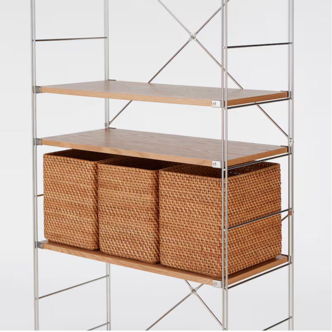 無印　重なるラタン　バスケット　3点セット