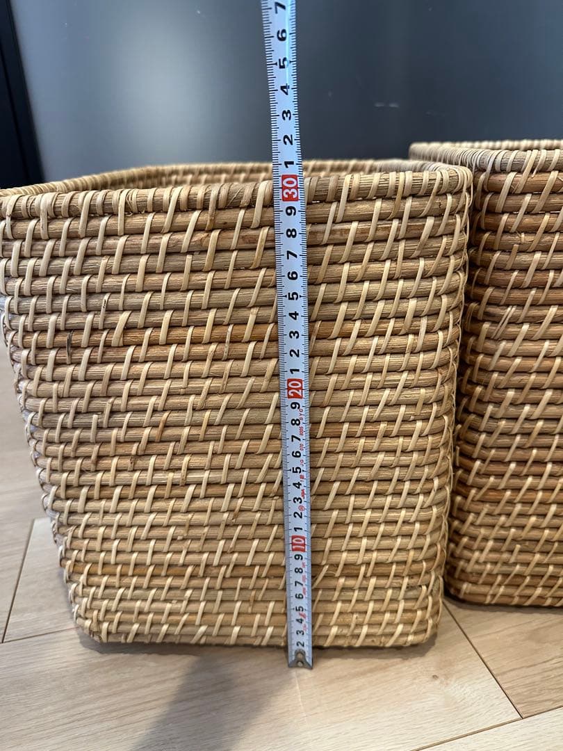 無印　重なるラタン　バスケット　3点セット