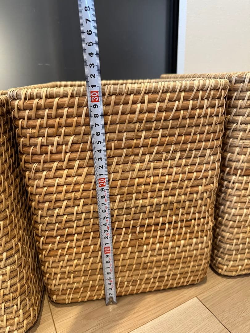 無印　重なるラタン　バスケット　3点セット