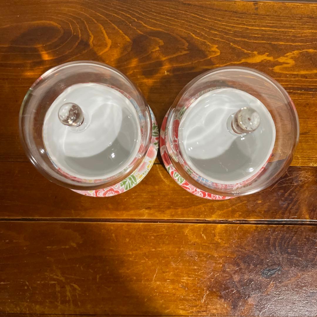 【レア・新品・未使用】有田焼 ドーム型食器 蓋物 ガラス蓋 友禅